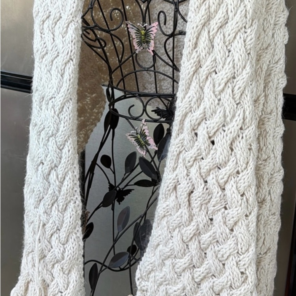 Cable Knit Cream Scarf - Women Accessories